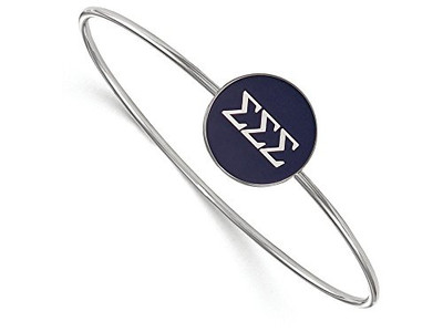 LogoArt SS024SSS-7 Sterling Silver Sigma Sigma Sigma Enameled Slip-on Bangle.