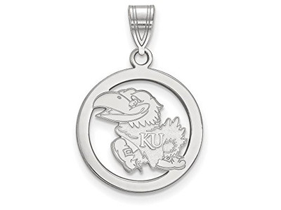LogoArt SS029UKS Sterling Silver LogoArt University of Kansas Sm Pendant in Circle