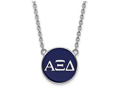 LogoArt SS030AXD-18 Sterling Silver LogoArt Alpha Xi Delta Small Enl Pend w/Necklace