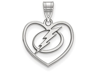 LogoArt SS017LIG Sterling Silver NHL LogoArt Tampa Bay Lightning Pendant in Heart