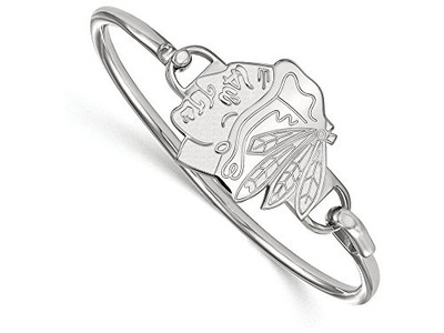 LogoArt SS018BLA-7 Sterling Silver NHL LogoArt Chicago Blackhawks Bangle