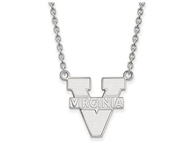 LogoArt SS016UVA-18 Sterling Silver LogoArt University of Virginia Large Pendant w/Necklace
