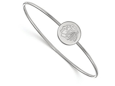 LogoArt SS014BLA-7 Sterling Silver NHL LogoArt Chicago Blackhawks Bangle Slip on