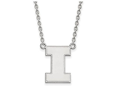 LogoArt SS016UIL-18 Sterling Silver LogoArt University of Illinois Large Pendant w/Necklace
