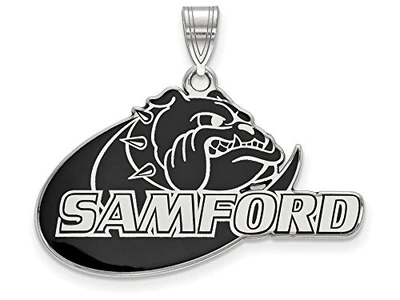 LogoArt SS010SMF Sterling Silver Samford University Large Enamel Pendant Chain Included.