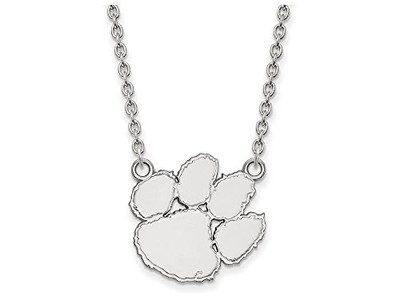 LogoArt SS016CU-18 Sterling Silver LogoArt Clemson University Large Pendant w/Necklace