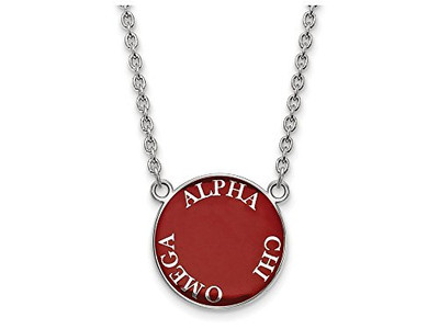 Sororities SS013ACO-18 Sterling Silver LogoArt Alpha Chi Omega Small Enl Pend w/Necklace