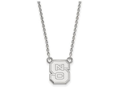 LogoArt SS015NCS-18 Sterling Silver LogoArt North Carolina State U Small Pendant w/Necklace