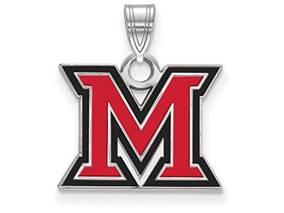 LogoArt SS015MU Sterling Silver LogoArt Miami University Small Enamel Pendant