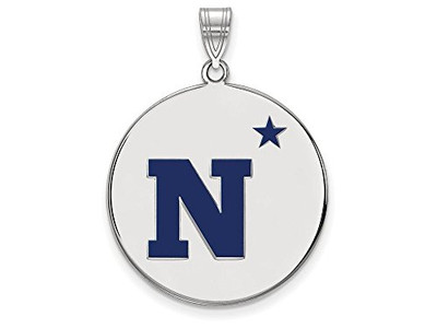 LogoArt SS015USN Navy Extra Large (1 Inch) Enamel Disc Pendant (Sterling Sliver).