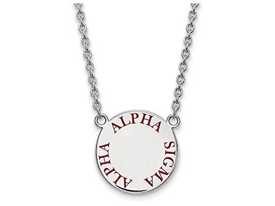 LogoArt SS015ASI-18 Sterling Silver LogoArt Alpha Sigma Alpha Small Enl Pend w/Necklace