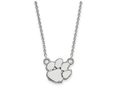 LogoArt SS015CU-18 Sterling Silver LogoArt Clemson University Small Pendant w/Necklace