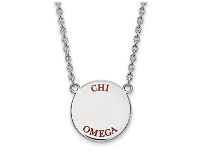 LogoArt SS015CHO-18 Chi Omega Small Enameled Pendant w/Chain 18 Inch Chain.