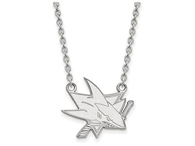 LogoArt SS014SHA-18 San Jose Sharks Large (3/4 Inch) Pendant w/ Necklace (Sterling Silver).