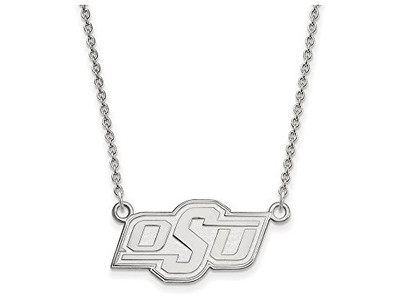 LogoArt SS014OKS-18 Sterling Silver LogoArt Oklahoma State University Small Pendant w/Necklace