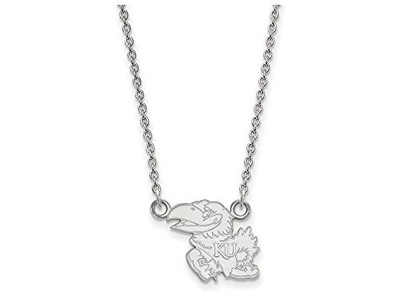 LogoArt SS011UKS-18 Sterling Silver LogoArt University of Kansas Small Pendant w/Necklace