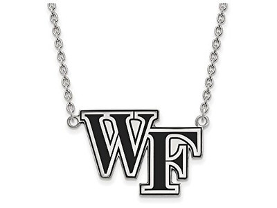 LogoArt SS079WFU-18 Wake Forest Large (3/4 Inch) Enamel Pendant w/Necklace (Sterling Silver)