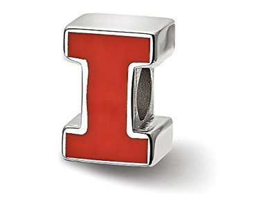 LogoArt SS500UIL Illinois Block I Enameled Logo Bead (Sterling Sliver)