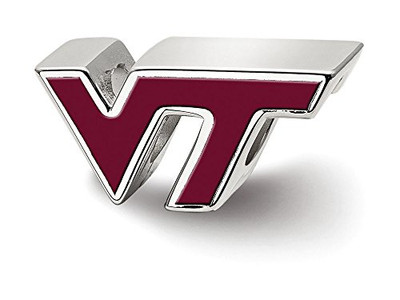 LogoArt SS500VTE Sterling Silver LogoArt Virginia Tech VT Enameled Logo Bead