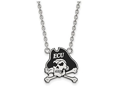 LogoArt SS069ECU-18 East Carolina Large (3/4 Inch) Enamel Pendant w/Necklace (Sterling Silver).