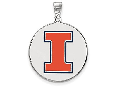 LogoArt SS071UIL Sterling Silver LogoArt University of Illinois XL Enamel Pendant