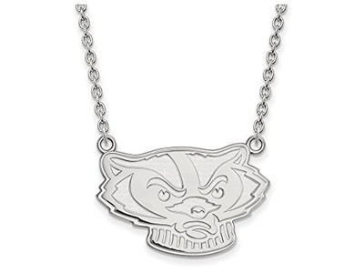 LogoArt SS067UWI-18 Sterling Silver LogoArt University of Wisconsin Large Pendant w/Necklace