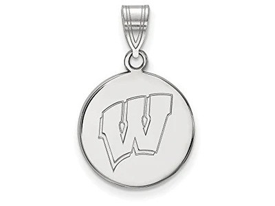 LogoArt SS039UWI Sterling Silver LogoArt University of Wisconsin Medium Disc Pendant