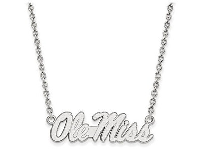 LogoArt SS055UMS-18 Sterling Silver LogoArt University of Mississippi Large Pendant w/Necklace