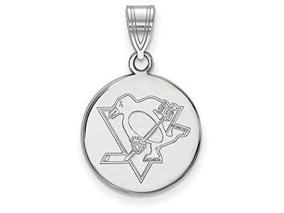 LogoArt SS034PEN Pittsburgh Penguins Medium (5/8 Inch) Disc Pendant (Sterling Sliver)