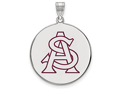 LogoArt SS057AZS Arizona State Extra Large (1 Inch) Enamel Disc Pendant (Sterling Sliver).