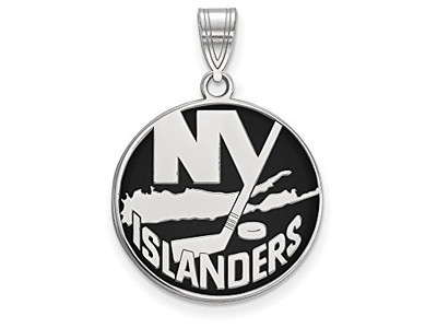 LogoArt SS016ISL New York Islanders Large (3/4 Inch) Enamel Pendant (Sterling Silver).