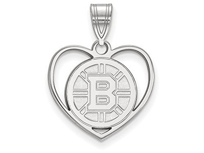 LogoArt SS017BRI Sterling Silver NHL LogoArt Boston Bruins Pendant in Heart