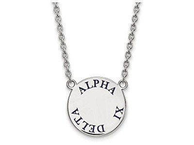 LogoArt SS015AXD-18 Sterling Silver LogoArt Alpha Xi Delta Small Enl Pend w/Necklace