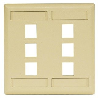 HUBBELL IFP26EIHubbell Flush Phone/Data/Multimedia Wall Plate, 2 Gang, 6 Port, Electric Ivory (Pack of 10)