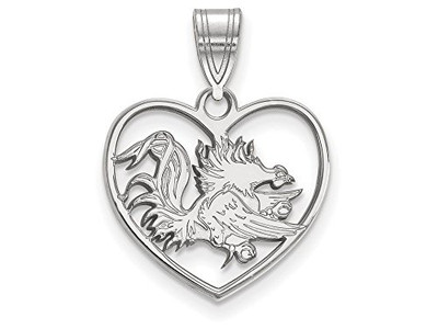LogoArt SS056USO Sterling Silver LogoArt University of South Carolina Pendant in Heart