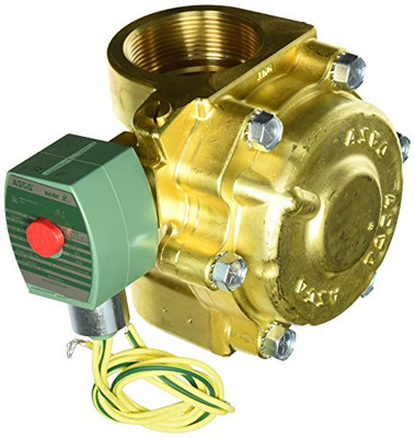 ASCO 77300 -120/60,110/50 Brass Body Hot Water and Steam Pilot Operated Diaphragm and Piston Valve, 2" Pipe Size, 2-Way Normally Closed, PTFE Sealing, 1-3/4" Orifice, 43 Cv Flow 120V/60 Hz, 110V/50