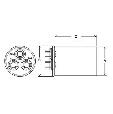RHEEM 43-25133-37 Capacitor - 50/10/370 Dual Round Capacitor - 50/10/370 Dual R