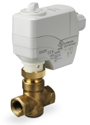 SIEMENS 128206 Valve Assembly Normally Closed, 1/2-Inch Line Size, 1.0 Cv, Female-to-Female, Brass Trim, Electronic Actuator, Fail-in-Place, Floating