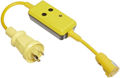 HUBBELL 6031967 Hubbell Systems Molded Straight Adapter, 15A, 125V, 2P, 3W Straight Female end with 30A, 125V, 2P, 3W Twist-Lock Male end, Yellow