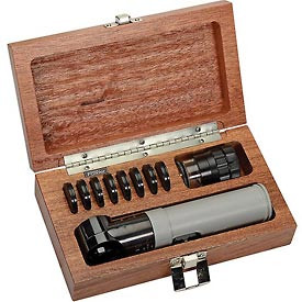 Fowler B228478 -0, 10X Pocket Optical Comparator Set with 9 Reticles and Illuminator Attachment
