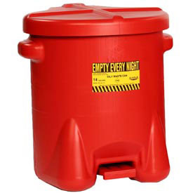 Eagle Manufacturing Co. B214616 Eagle Oily Waste Polyethylene Safety Can with Foot Lever, 6 Gallon Capacity, Red