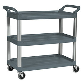 Rubbermaid B2050628 Commercial XTRA Service and Utility Cart, 3-Shelf Open-Sided, Gray