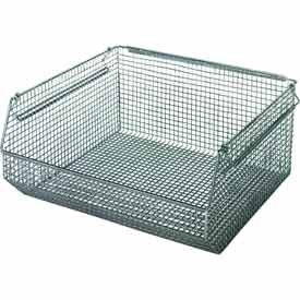 QUANTUM STORAGE SYSTEMS B1398820 Ultra Wire Mesh Stack and Hang Bins, 14-1/2" x 16-1/4" x 7", Chrome (Pack of 5)