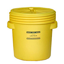 Eagle Manufacturing Co. 921241 Eagle Yellow Blow-Molded HDPE Lab Pack with Screw Top Lid, 20 gallon Capacity, 20.75" Height, 20.5" Diameter