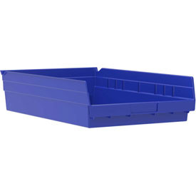 Akro-Mils 752367BL 30174 24-Inch by 11-Inch by 4-Inch Plastic Nesting Shelf Bin Box, Blue, Case of 6
