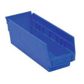 Akro-Mils 752361BL 30164 24-Inch by 6-Inch by 4-Inch Plastic Nesting Shelf Bin Box, Blue, Case of 6