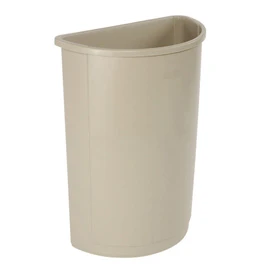 Rubbermaid 498449BG Commercial Products Commercial Plastic 21-Gallon Untouchable Trash Can, Half-Round, Beige