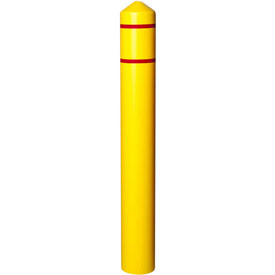 Eagle Manufacturing Co. 436851YRS Eagle Smooth Bollard Post Sleeve with Reflective Red Strips, 4" Yellow,
