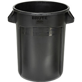 Rubbermaid 239004BK Commercial Round Brute Container, Executive Series, Plastic, 32 gal, Black, 6/Carton