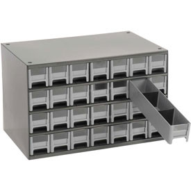 Akro-Mils 104838 Steel Small Parts Storage Cabinet - 17"W x 11"D x 11"H w/ 28 Gray Drawers